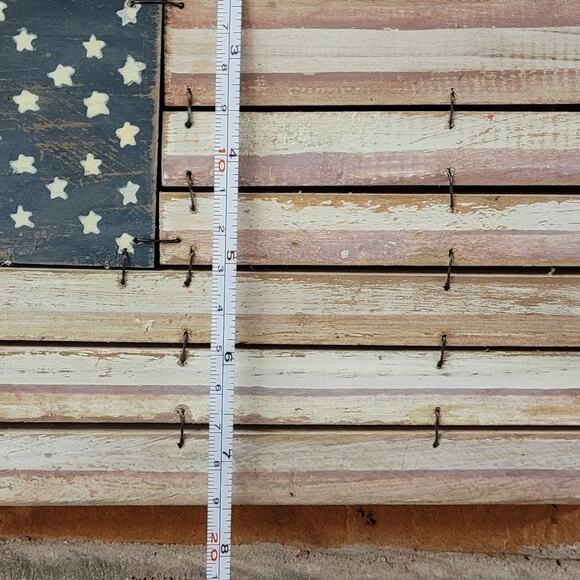 Rustic Wooden American Flag Wall Hanging Patriotic Decor 10x8 USA Faded - Picture 4 of 4